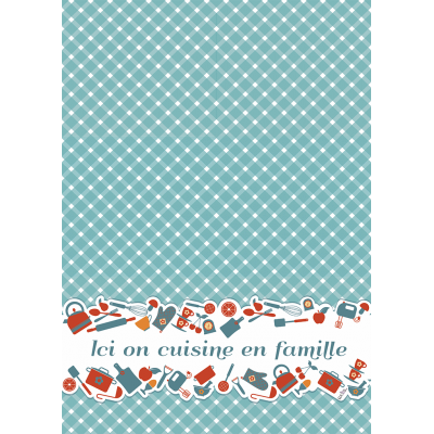 Linge à Vaisselle  100 % Cotton Ici On Cuisine En Famille/ Disponible sept 2019